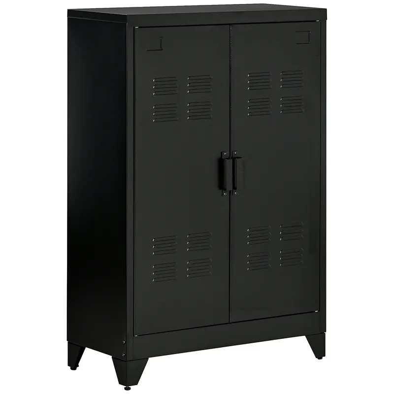 HOMCOM Dulapior Multifunctional cu 2 Usi Stil Industrial, Dulapior Metalic pentru Casa si Garaj - Gri | Romania