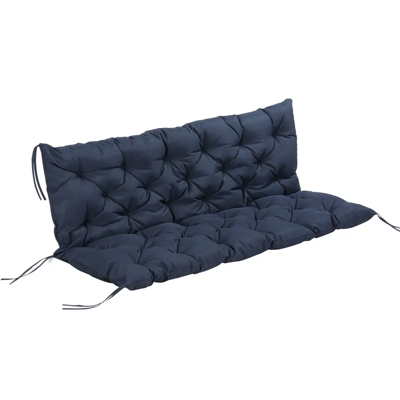 Perna Outsunny pentru grădină în Stil Modern Capitonat pentru Scaune Exterioare cu 6 Șireturi, Pernă din Bumbac și Poliester, 150x98x8 cm, Albastru Închis | Romania