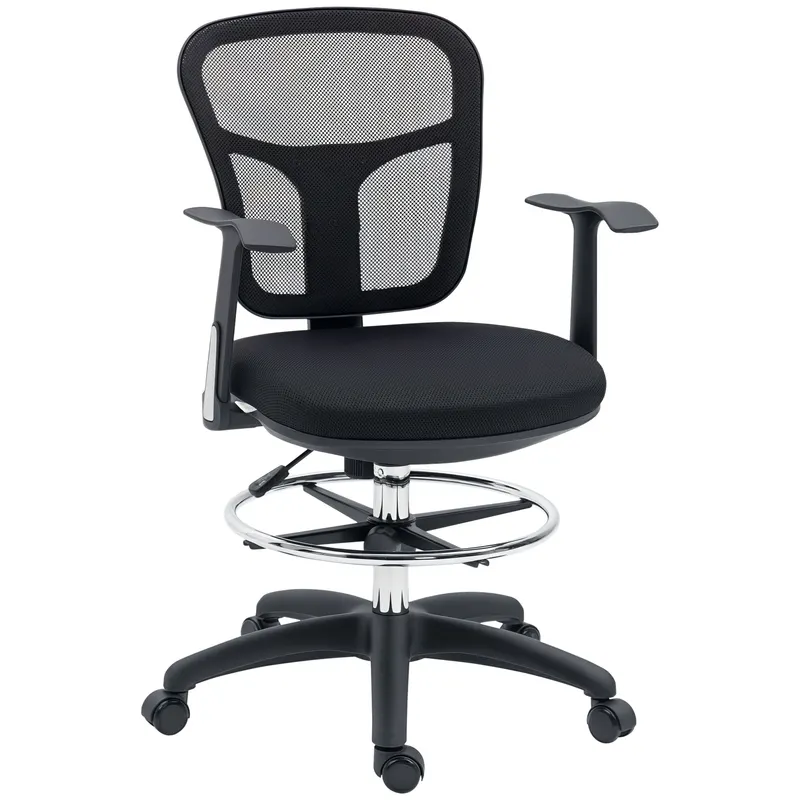 Vinsetto Fauteuil de birou scaun din plasă scaun de birou cu șezut înalt reglabil cu suport de picioare rotativ la 360 ° | Romania