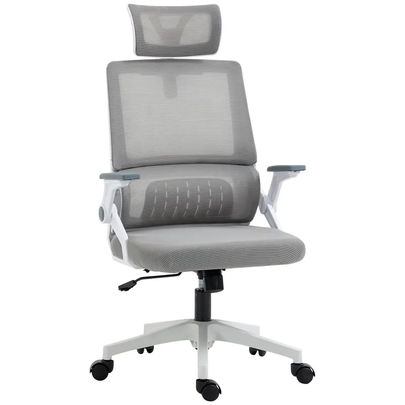 Vinsetto Scaun de birou reglabil material plasa din poliester spatar ergonomic inclinabil pivotant Gri | Romania