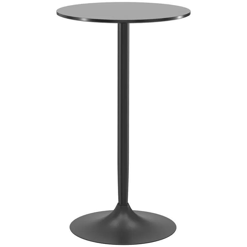 HOMCOM Masă de Bar Înaltă, Masă de Bucătărie Modernă Rotundă cu Blat Vopsit și Bază din Oțel, Masă Bistro pentru 2 Persoane, Neagră | Romania