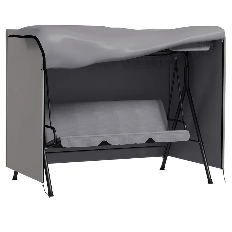Outsunny Husă de Protecție balansoar de Grădină 3 Locuri pânză impermeabilă dim. 2,05L x 1,24l x 1,64H m Poliester Gri | Romania