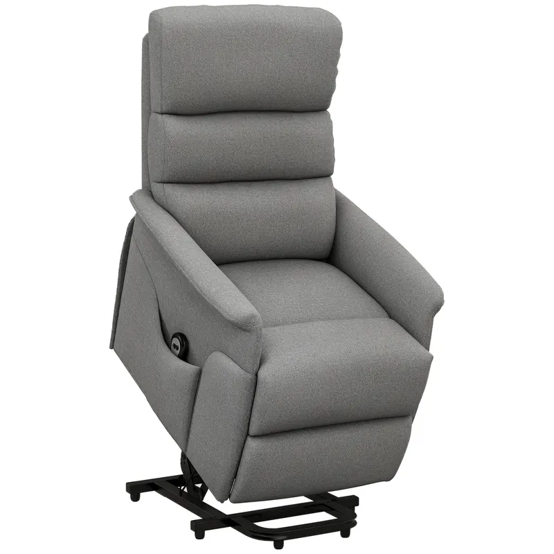 HOMCOM Scaun de relaxare cu funcție de ridicare, spătar/picioare reglabile, până la 120 kg, 66 x 90 x 96 cm, Gri | Romania