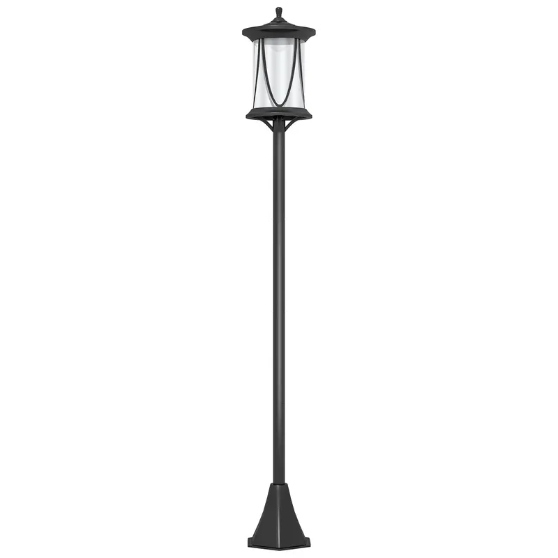 Outsunny Felinar Solar de Grădină și Alei cu Autonomie 6h, Montaj pe Sol, Felinar din ABS și Policarbonat, Rezistent la Apă IP44, pentru Terasă, Grădină, Alei, 17x17x127 cm, Negru | Romania