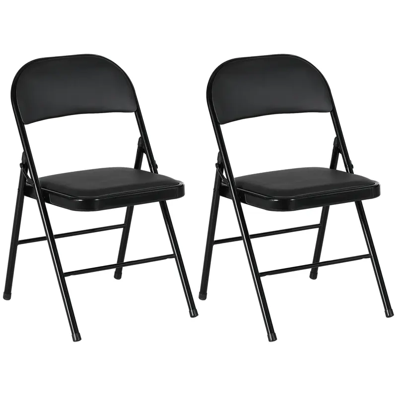 HOMCOM Lot de 2 scaune pliante scaune de dining portabile cadru din oțel dim. 45l x 46P x 78H cm negru | Romania