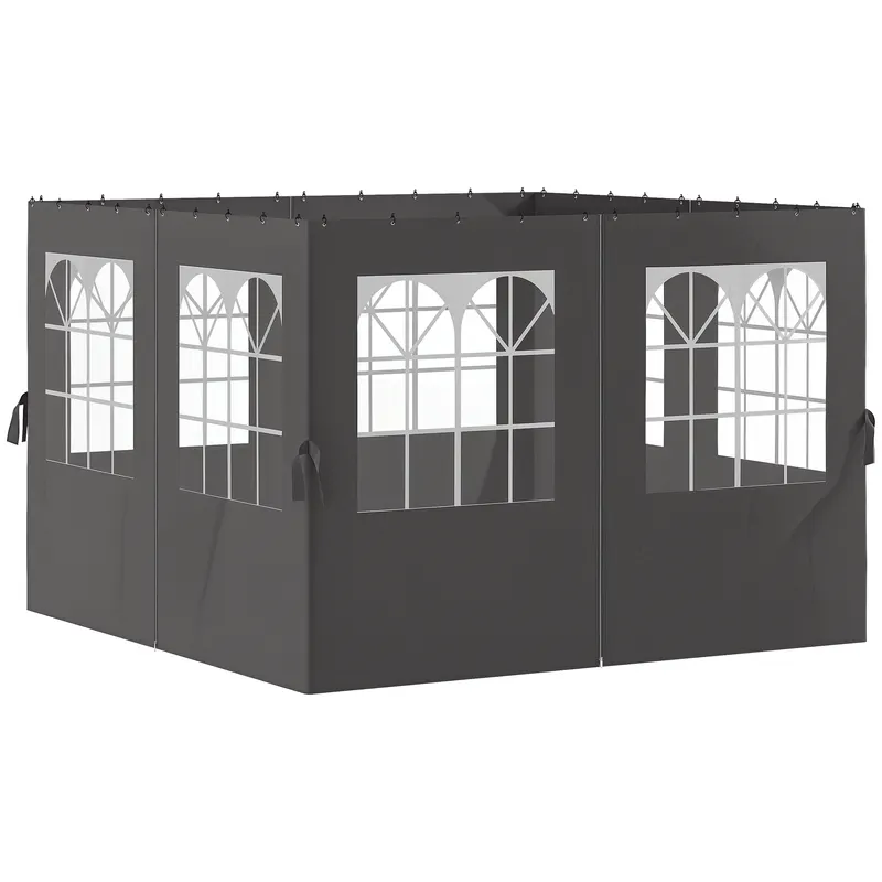 Outsunny Panouri laterale pentru pergolă, 4 panouri laterale pentru pavilion de grădină, cu fermoare, 3 x 4 m pergolă, Gri închis | Romania