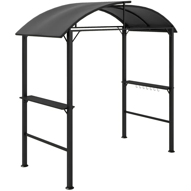 Outsunny Pavilion de grătar, 2 tavane laterale, cârlige, cadru din oțel, 1,1 x 2,3m, Gri închis | Romania