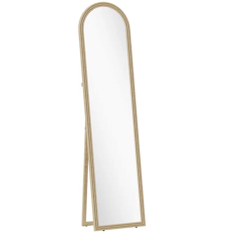Oglindă HOMCOM de Podea și de Perete cu Suport, efect de Piatră, 40x160cm, Bej. | Romania