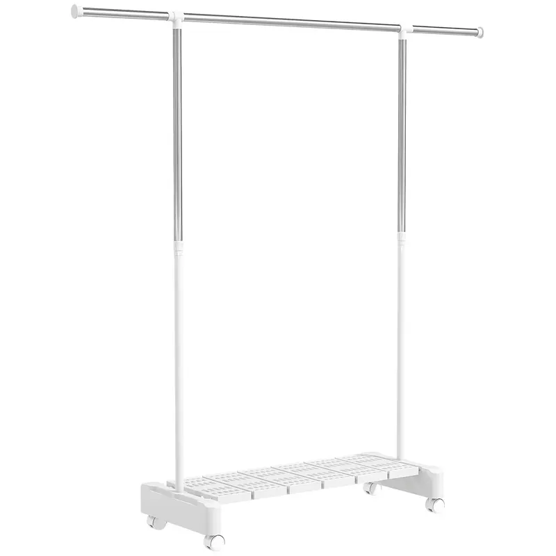 HOMCOM Uscător Vertical Extensibil cu Roți și Raft pentru Încălțăminte Alb | Romania