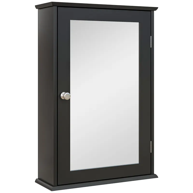 kleankin Mobilier de Baie Dulap Suspendat cu Oglindă 41x14x60cm Negru | Romania