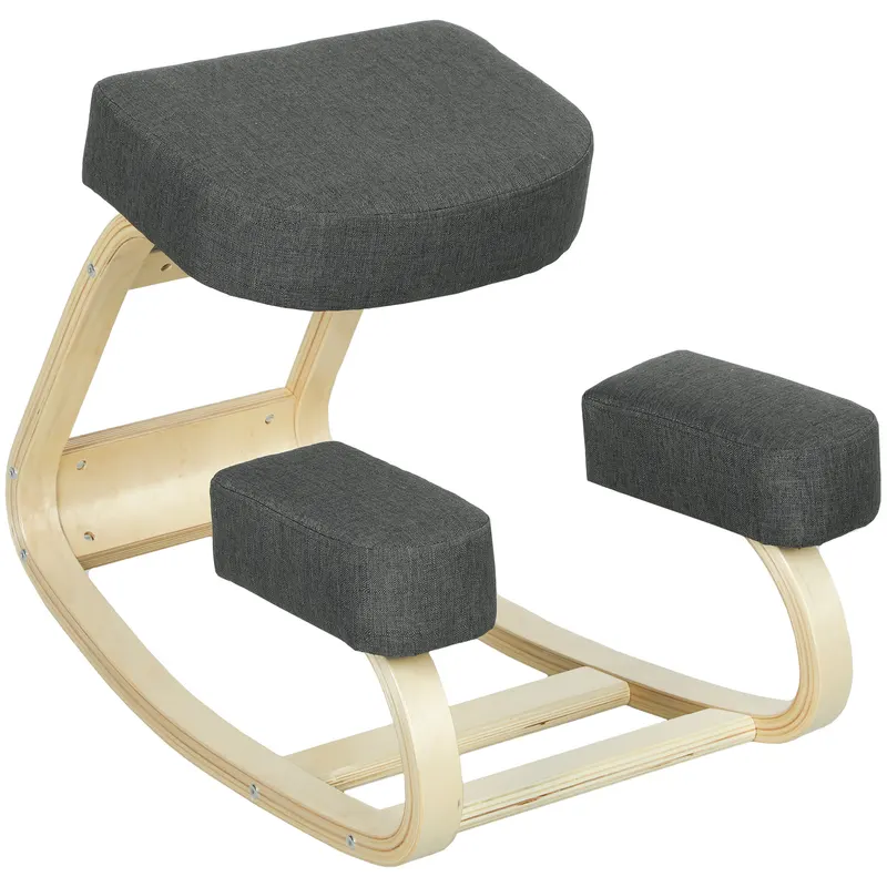 Vinsetto Scaun Ergonomic pentru Genunchi din Mesteacăn și Pernă Gri | Romania