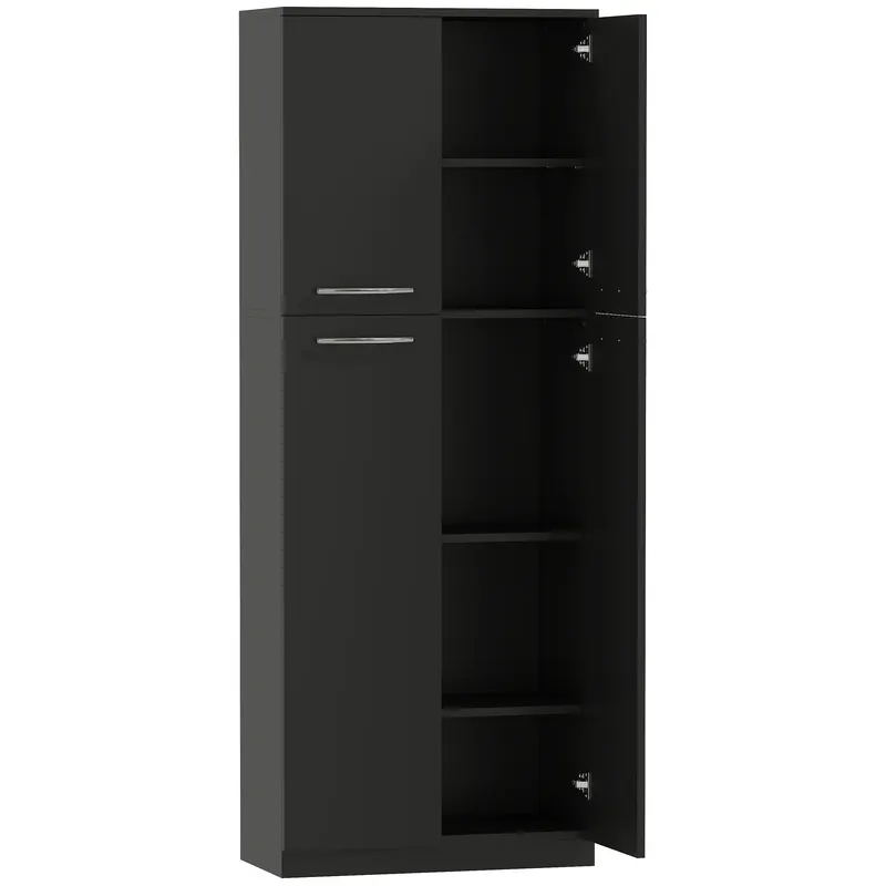 HOMCOM Mobilier de depozitare cu 2 dulapuri și rafturi reglabile din lemn negru | Romania