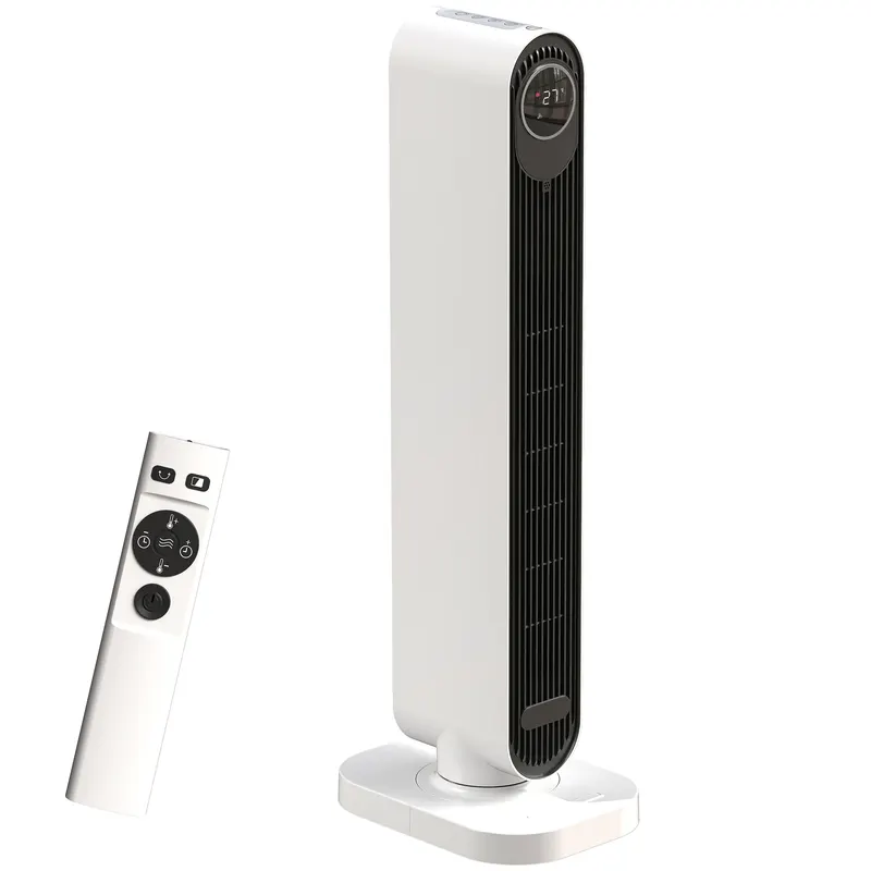 HOMCOM Încălzitor Electric cu Ventilator 2000W cu Telecomandă 30x22x82,5 cm, Alb | Romania