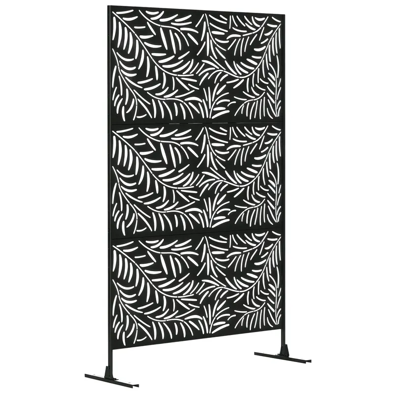 Outsunny Paravan Exterior cu 2 Picioare din Oțel, pentru Exterior și Grădină, 122x45x198 cm, Negru | Romania