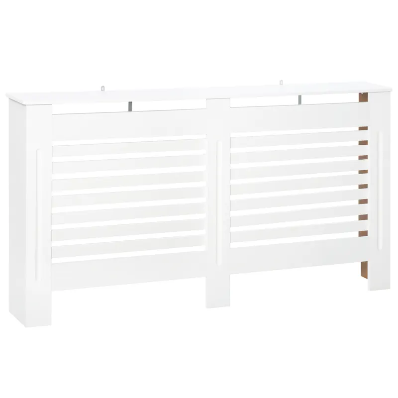 HOMCOM Mască de Calorifer cu Lamele și Raft din Lemn Alb 172x19x81 cm | Romania