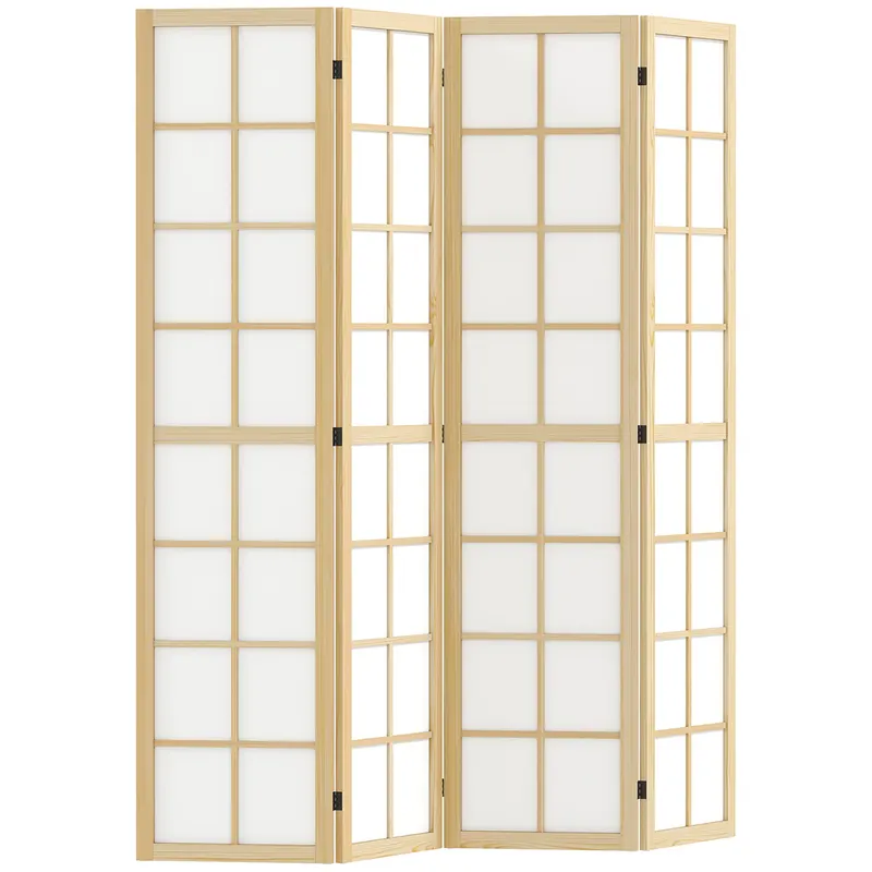 HOMCOM Paravan cu 4 Panouri Pliabile, Separator de Camere Autoportant, Ecran de Intimitate Interior pentru Sufragerie, Dormitor, 160 x 170cm | Romania