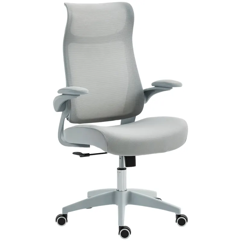HOMCOM Scaun de birou ergonomic cu cotiere reglabile și tetieră, gri | Romania