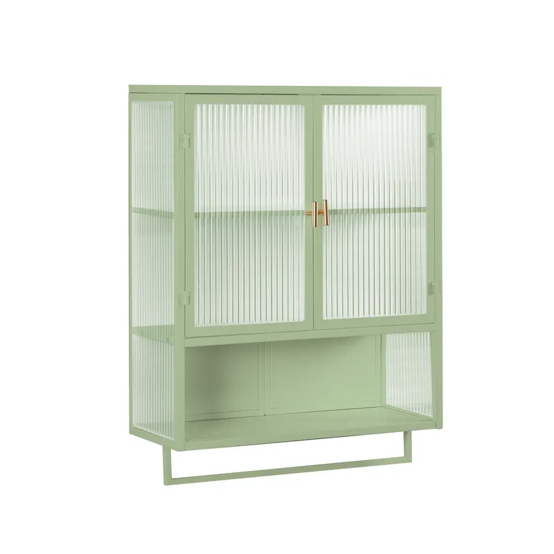 Dulap modern cu uși din sticlă, Verde | Romania