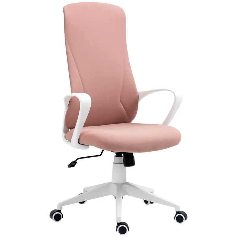 Vinsetto Scaun de birou ergonomic și căptușit, cu înălțime ajustabilă și balans, 62x56x110-119,5 cm, roz | Romania