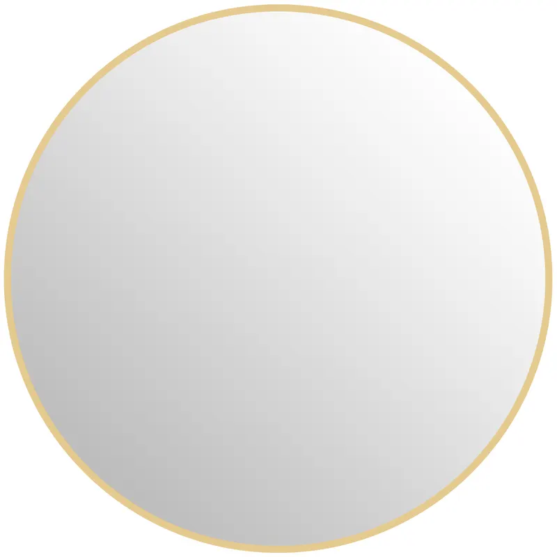 HOMCOM Oglindă Rotundă pentru Baie, din Sticlă și Oțel, Ø70x2.5 cm, culoare Auriu | Romania