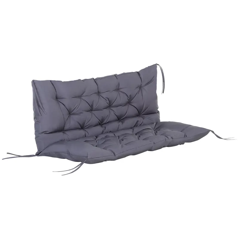 Outsunny Pernuță pentru Bancă de Grădină sau Leagăn de Grădină 132x110x10 cm cu 6 Curele de Fixare Gri Închis | Romania