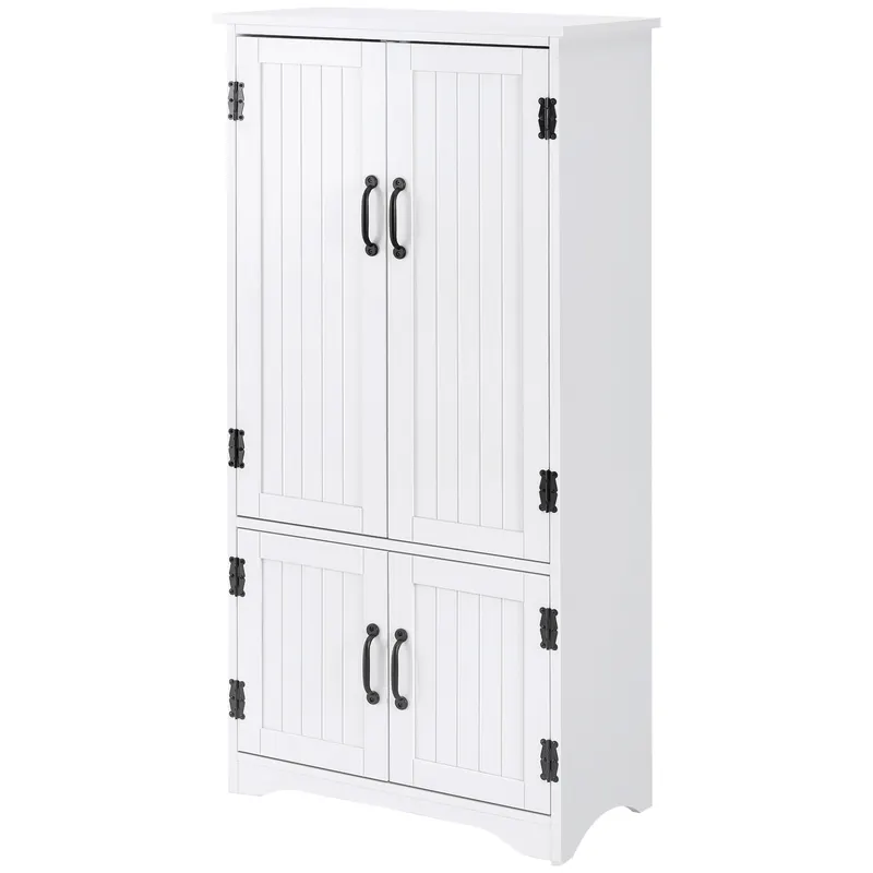 HOMCOM Bufet de bucătărie cămară de bucătărie contemporană multi-spații de depozitare 2 dulapuri 3 rafturi MDF panouri particule alb | Romania