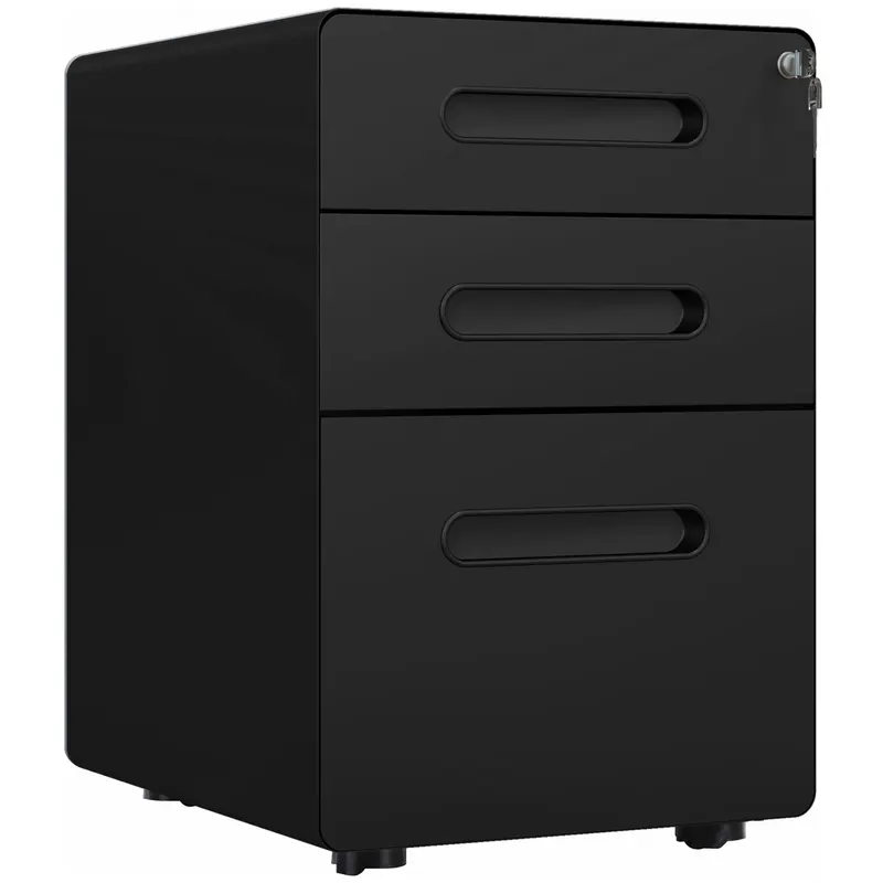 Vinsetto Caisson de birou mobil cu cheie și 3 sertare pentru format A4, scrisoare, legal, 39 x 48 x 59 cm, negru | Romania