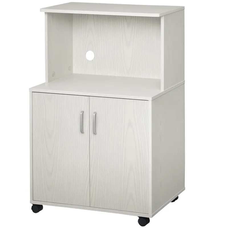HOMCOM Cărucior cărucior cuptor cu microunde dulap 2 uși - dim. 60,4L x 40,3l x 97H cm - alb | Romania