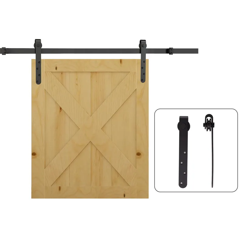 HOMCOM Kit de ușă cu glisare pentru sistem de galandaj cu ușă cu grosimea de 20-25 mm lățime maximă 0,9 m greutate maximă 20 Kg oțel negru | Romania