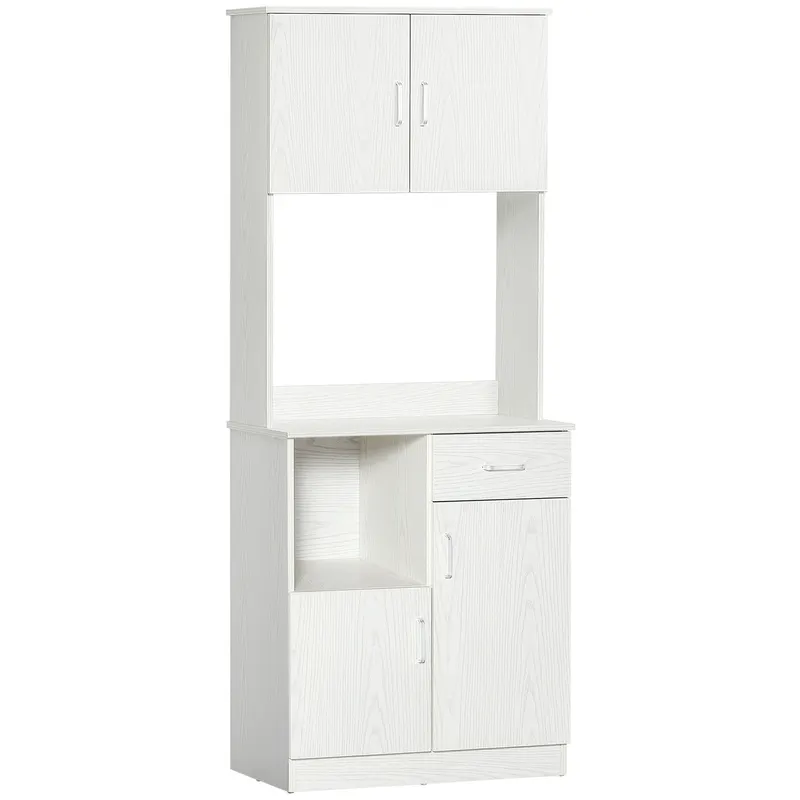 HOMCOM Bufet de bucătărie armoire de cuisine multi-depozitare 4 uși 1 sertar raft + mare blat 71 x 41 x 178 cm MDF alb | Romania