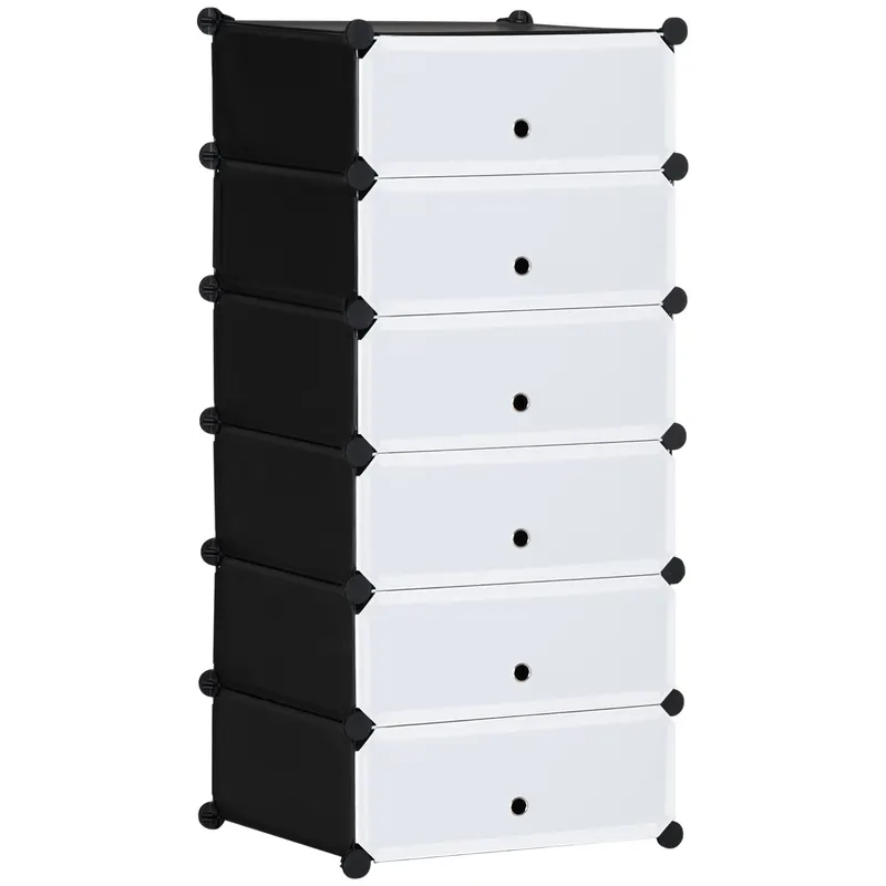 HOMCOM Mobilier pentru incaltaminte modular, 6 cuburi 45x35x17cm din plastic PP si otel, alb | Romania