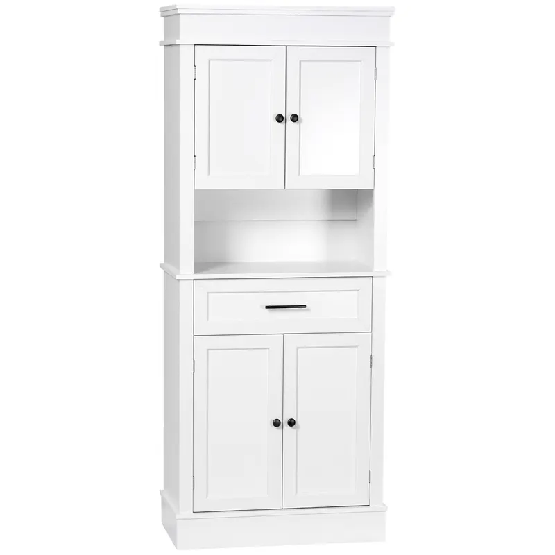 HOMCOM Bufet de cuisine armoire de cuisine multi-rangements 2 dulapuri 2 uși sertar nișă MDF panouri particule E1 alb | Romania