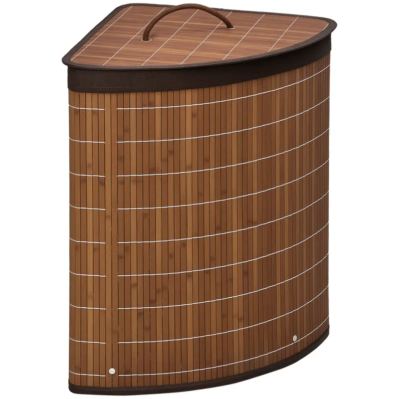 HOMCOM Coș de rufe Coș pentru colectarea rufelor, 55L capacitate, capac detașabil, 38 cm x 38 cm x 57 cm, Maro | Romania