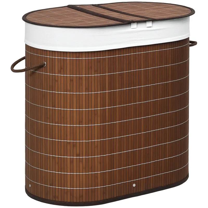 HOMCOM Coș de rufe Wäschesammler, capacitate de 100L, capac detașabil, 38 cm x 38 cm x 57 cm, Maro | Romania