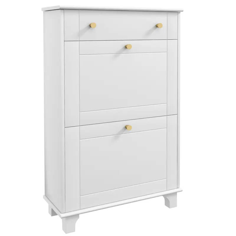 HOMCOM Dulap Pantofi Slim cu 2 Uși, Sertar, Rafturi Reglabile, 8 Perechi, MDF, PAL, 60 x 23,5 x 98,5 cm, Alb | Romania