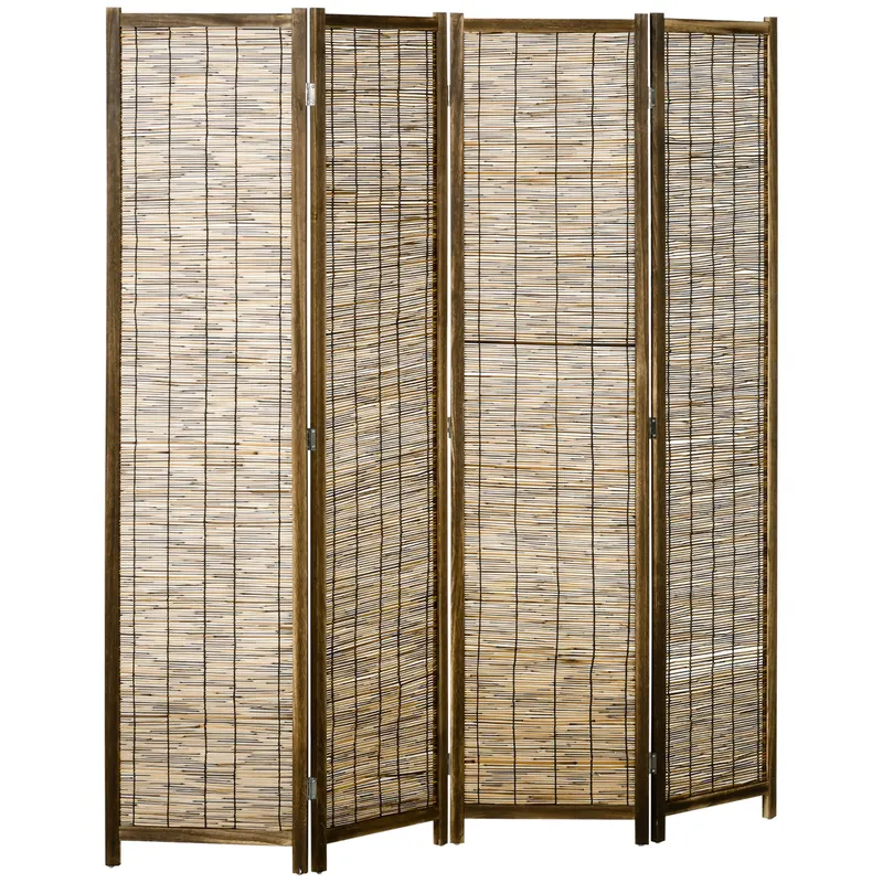 HOMCOM Paravent din lemn separator de cameră perete de separare pliabil cu 4 panouri 160 x 170 cm - natural | Romania