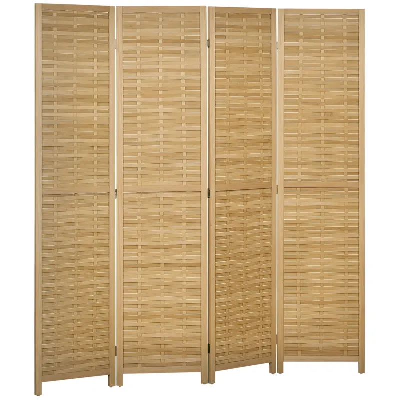 HOMCOM Paravent din lemn separator de camera closion de separare pliabil 4 panouri din bambus 160 x 170 cm natural clar | Romania
