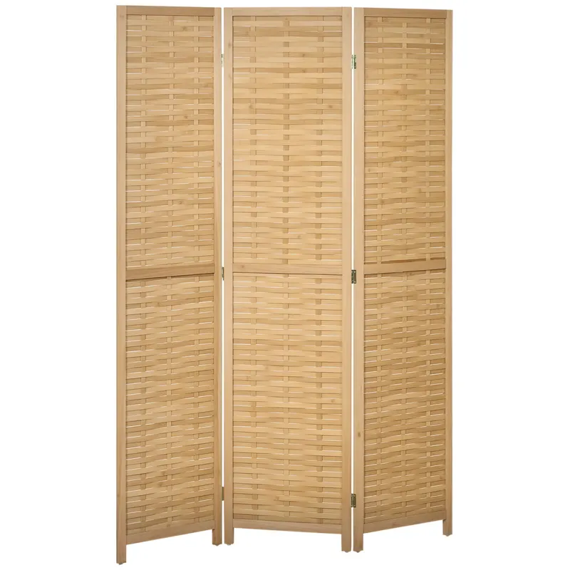 HOMCOM Separator de Cameră Pliabil, Bambus, 3 Părţi, 120 cm x 170 cm x 1,8 cm, Lemn Natural | Romania