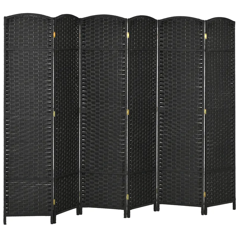 HOMCOM Paravan Despărțitor Interior Pliabil cu 6 Panouri Întrețesute, 240x170 cm, Negru | Romania