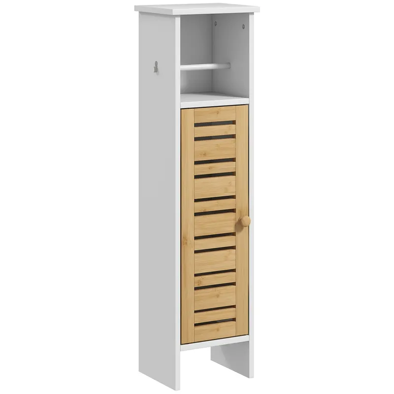 HOMCOM Dulăpior de Baie cu Suport pentru Hârtie Igienică, Dulap Îngust cu Raft Reglabil, 78 cm, Alb | Romania