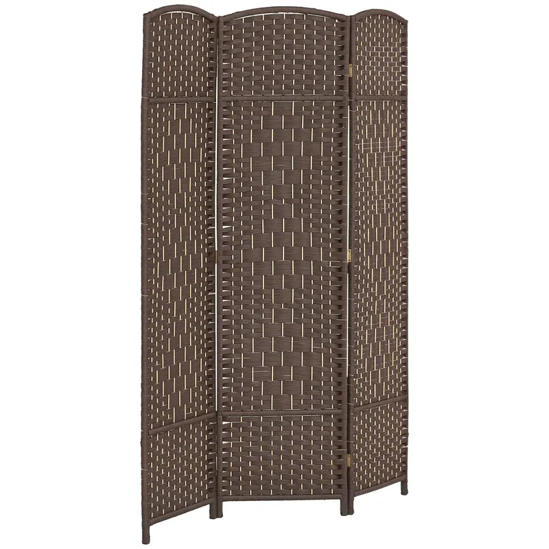 HOMCOM Paravan interior din lemn 3 panouri separator de cameră pliabil pentru living dormitor 135 x 180 cm maro | Romania