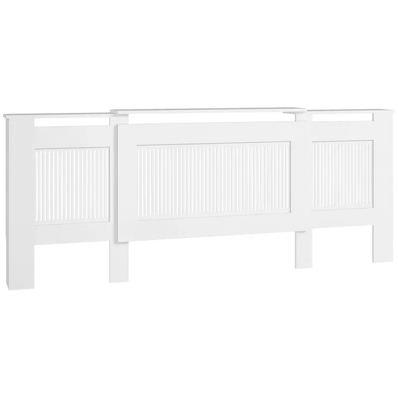 HOMCOM Acoperire radiator, design cu lamele, lungime ajustabilă 125-201 cm, MDF, Alb | Romania