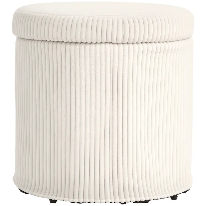 HOMCOM Pouf de depozitare 32 L, pouf pentru salon din catifea călită cu capac greutate maximă 120 kg, pentru hol, cameră, salon, bej | Romania