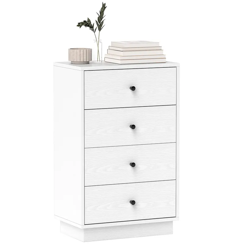 HOMCOM Comoda 4 sertare moderna, mobilier de depozitare pentru camera de zi, living, intrare, 47 x 29 x 75 cm, alb | Romania