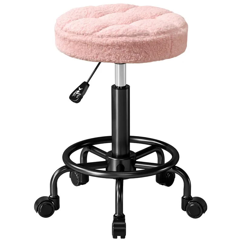 HOMCOM Taburet rotativ reglabil în înălțime Taburet rotativ 55-66 cm Taburet de lucru 360° rotativ Ø50 x 50-66 cm Roz | Romania