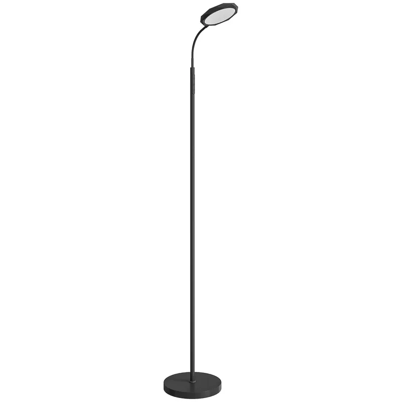 HOMCOM Lampă de Podea LED cu Telecomandă, Cap Rotativ, Reglare Luminozitate și Temperatură, Negru | Romania