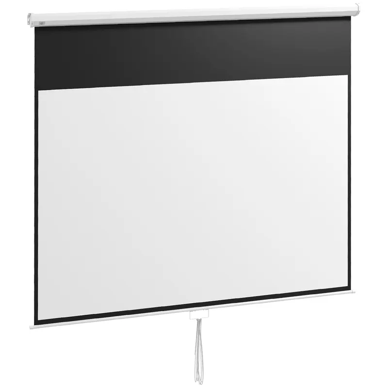 HOMCOM Ecran Proiector, Pânză pentru Proiector cu Fixare pe Perete și Tavan pentru Acasă și Birou, 236.8x8x158 cm, Alb | Romania