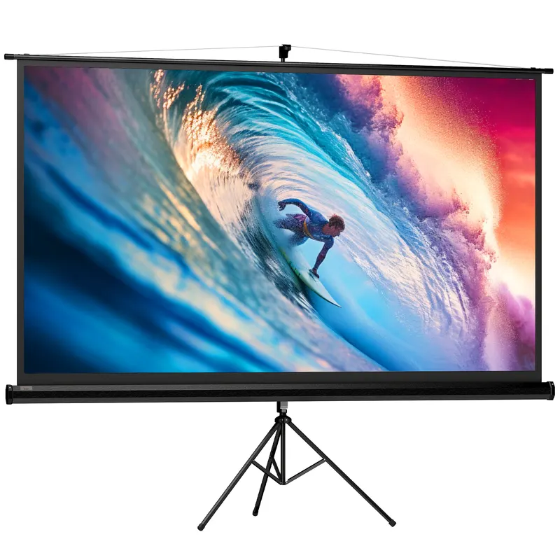 Ecran Proiector HOMCOM Pliabil de 100" Format 16:9 cu Treppied Reglabil, 235.8x8x136 cm, Negru | Romania
