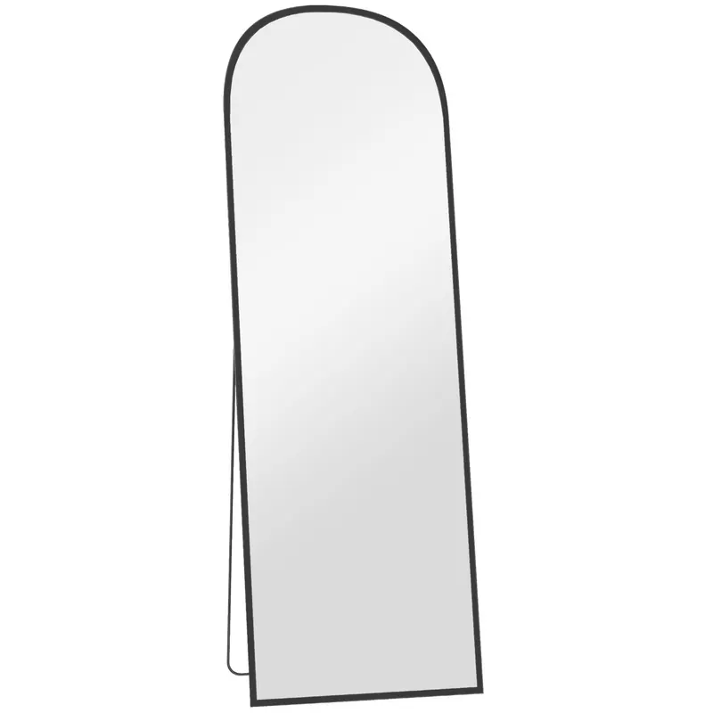 HOMCOM Oglindă de Podea și Perete Modernă din Aliaj de Aluminiu cu Suport Pliabil, 50x170 cm, Neagră | Romania