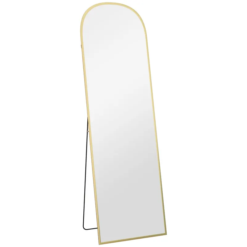 HOMCOM Oglindă de Podea și Perete cu Suport Pliabil, 50x161.5cm, Auriu | Romania